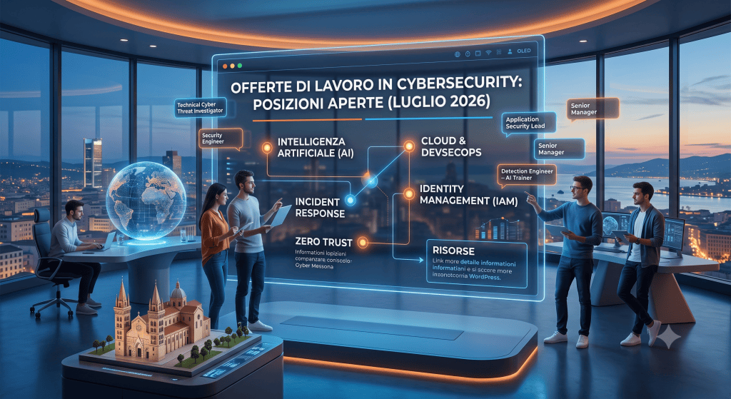 Offerte di lavoro in Cybersecurity le posizioni aperte a luglio 2026