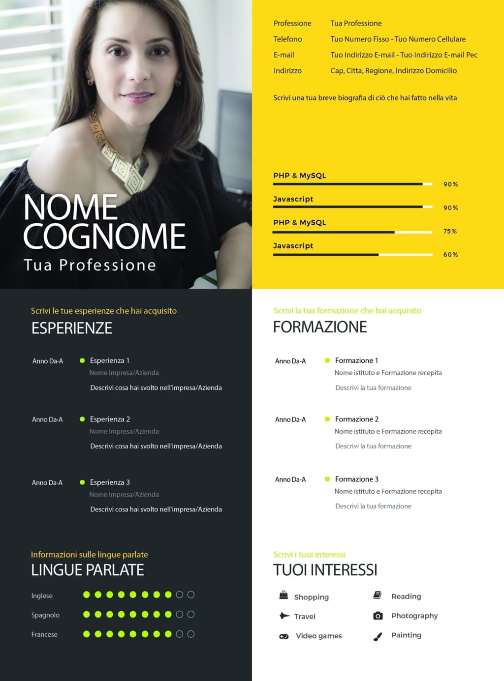 Dynamic creative cv 9 giallo