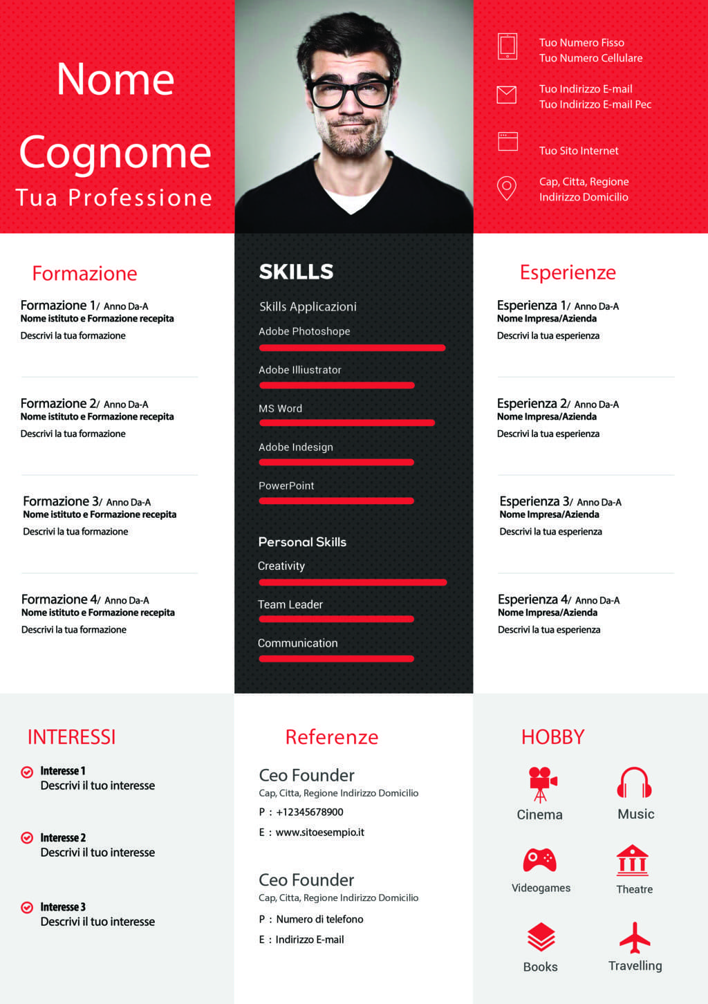 Dynamic designer cv 2 rosso