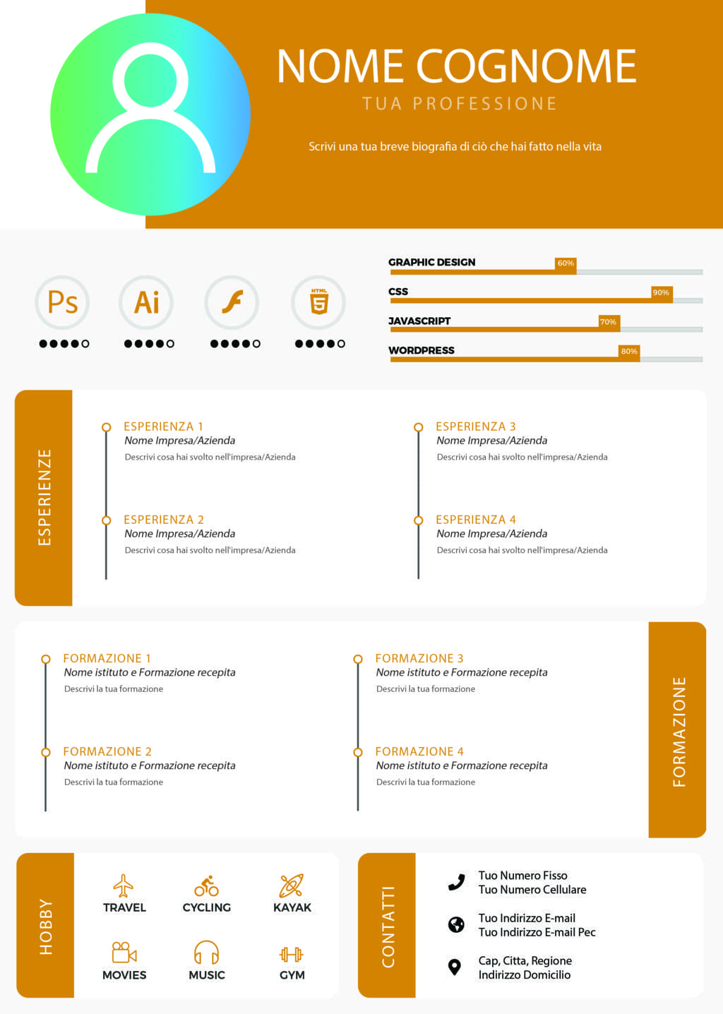 Dynamic designer cv 3 arancione