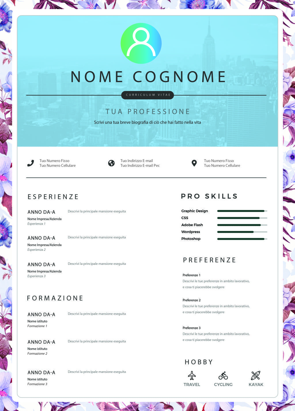 Dynamic designer cv 5 azzurro