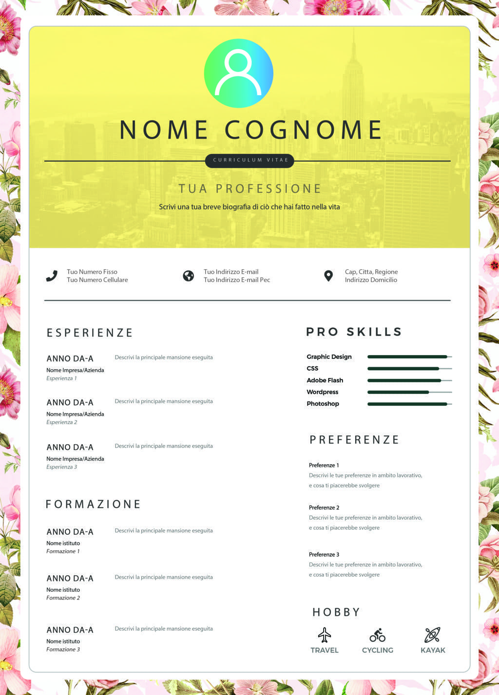 Dynamic designer cv 5 giallo