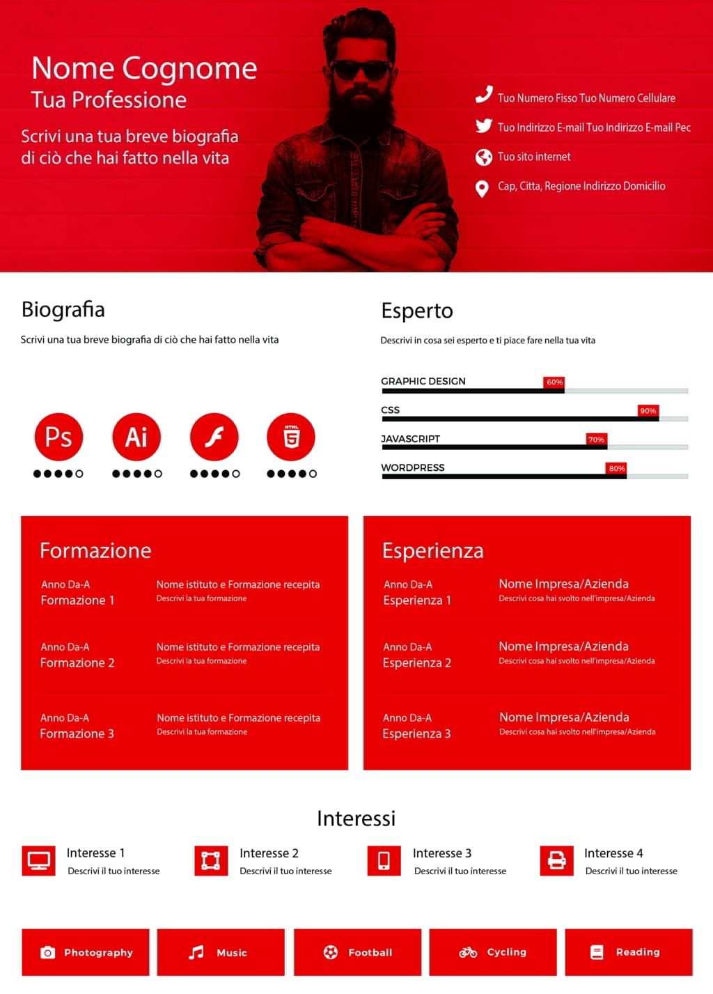 Dynamic modern cv 2 rosso