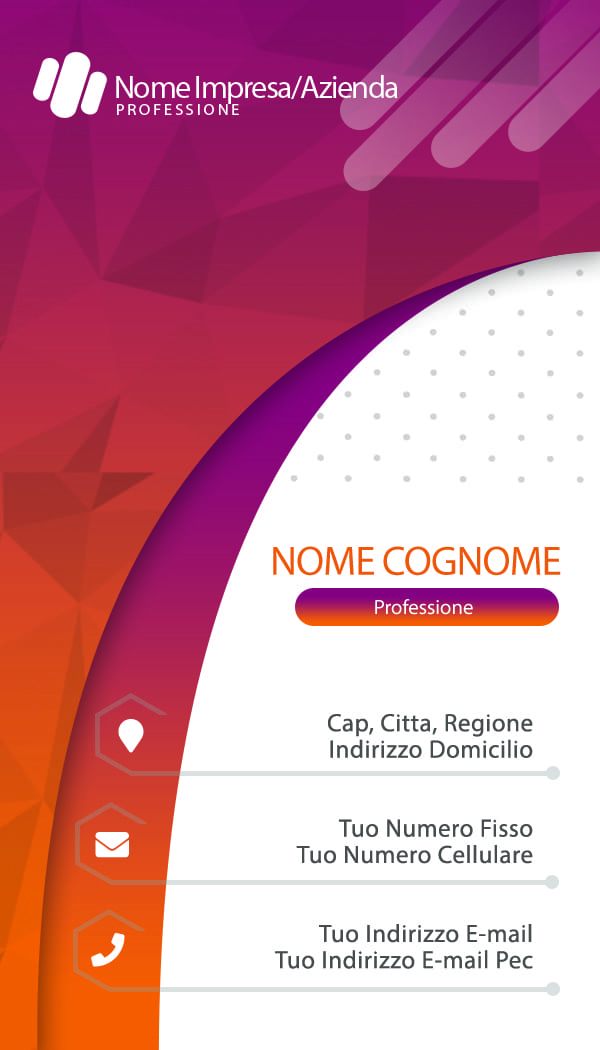 Fronte arancione designer vertical business card