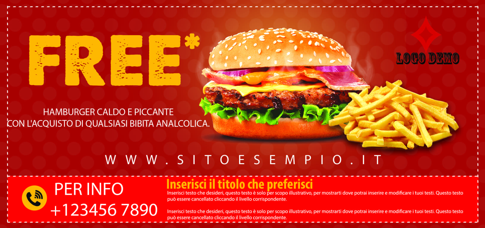 Fronte free burger coupon card template