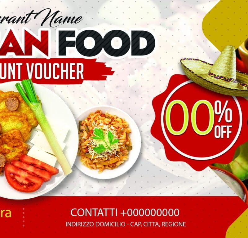Mexican Restaurant Discount Voucher Design Fronte