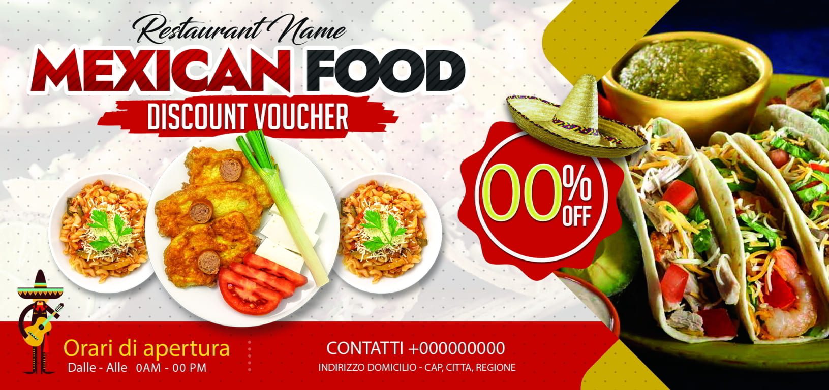 Mexican restaurant discount voucher design fronte