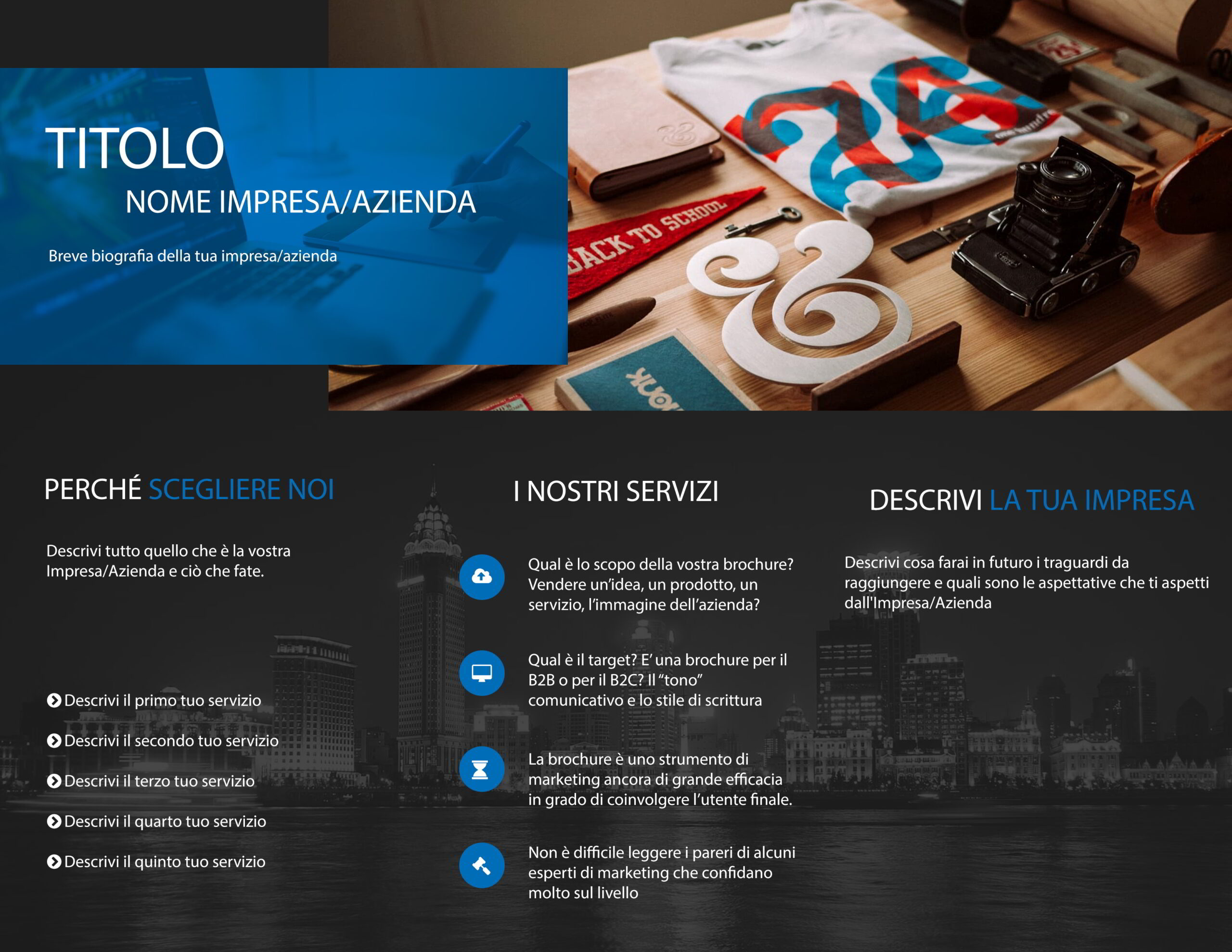 Retro creative agency trifold brochure