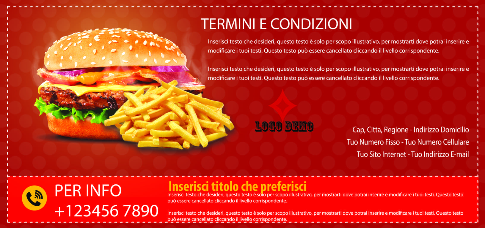 Retro free burger coupon card template