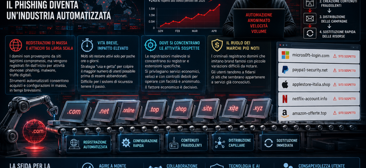 Boom di domini malevoli nel 2026 il phishing diventa un industria automatizzata