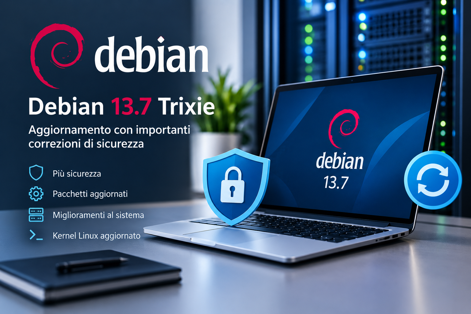 Debian 13.7 Trixie aggiornamento con importanti correzioni di sicurezza