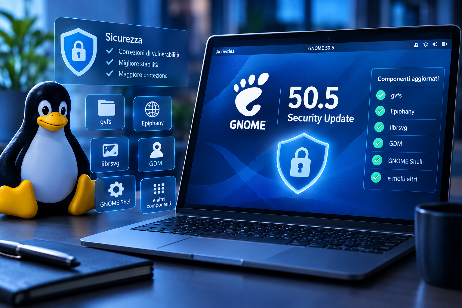 Gnome 50.5: importanti aggiornamenti di sicurezza per Linux